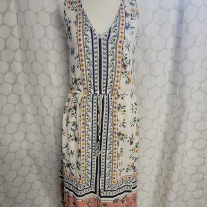 Lucky Brand Floral Sun Maxi Dress Womens Size Small Sleeveless Lined Tie Waist